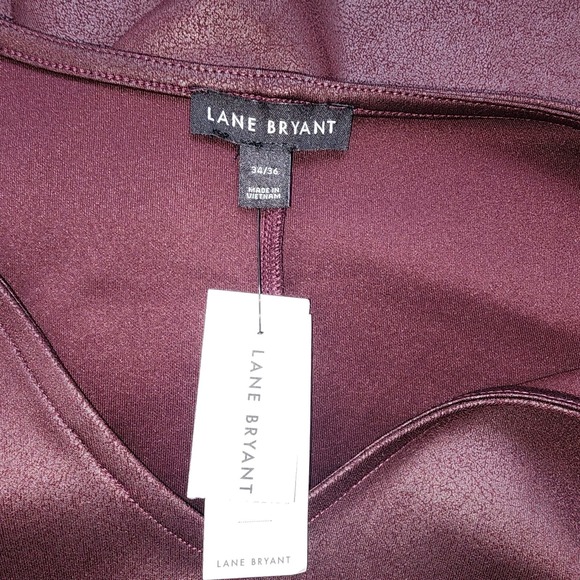 Women Lane Bryant Classic 3/4 Sleeve Crew Neck Scuba plum Top Size 34/36 NWT - Picture 3 of 6